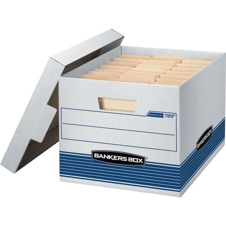 BANKERS BOX Quick/Stor Box, 12"x15-1/4"x10-1/4", 4CT, White/Blue PK FEL0078907